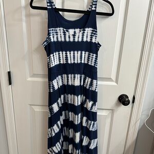 Women’s Navy and White Tie-Dye Maxi Dress